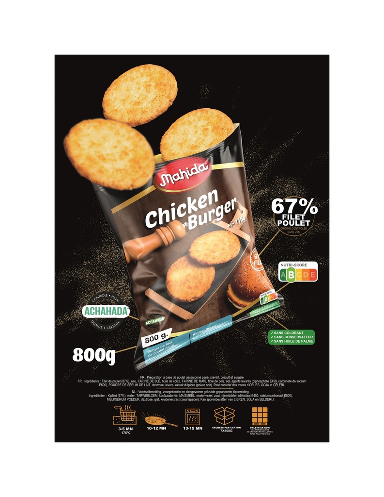 Chicken Burger Round Mahida 7 x 115 gr