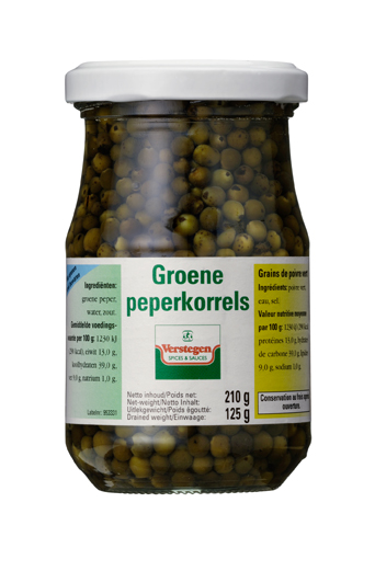 Peper Bolletjes Groen Glas Verstegen 210 gr