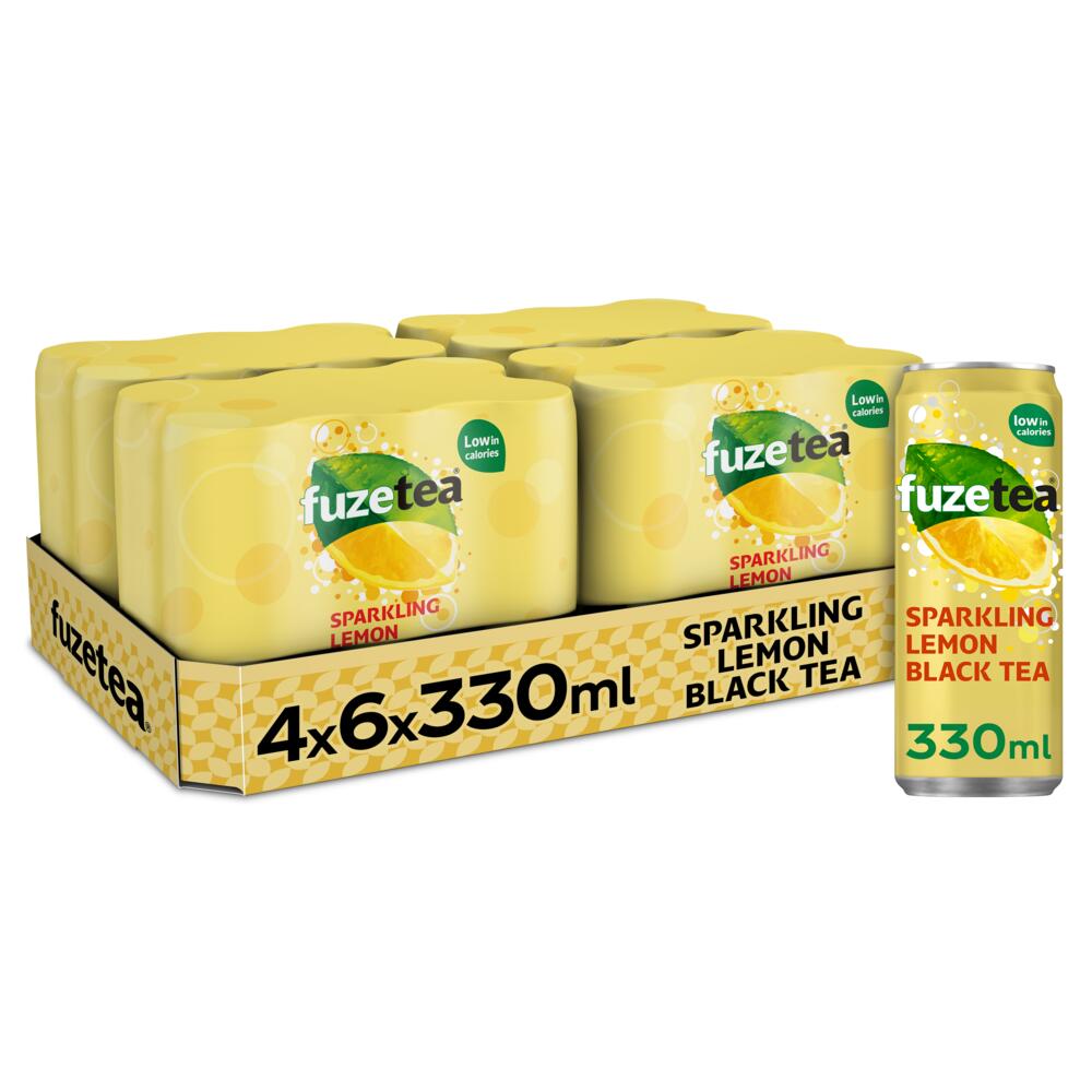 Fuze Tea Black Lemon Sparkling Blik 24 x 33 cl