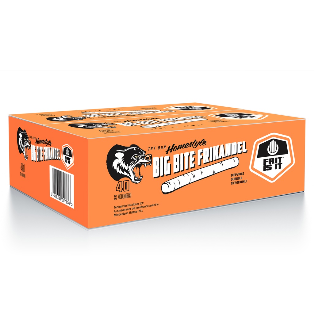 Frikandel Big Bite Frit Is It 40 x 100 gr