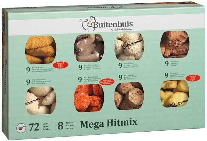 Mega Hitmix - 8 Soorten - Buitenhuis 72 x 20 gr