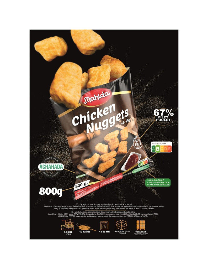 Nuggets Filet Poulet 67% - Mahida - 800 gr